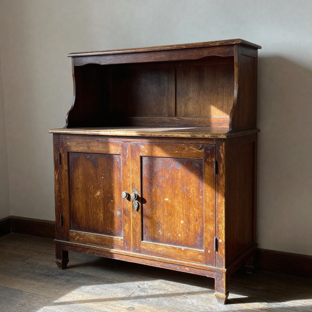 Mueble desgastado por el sol